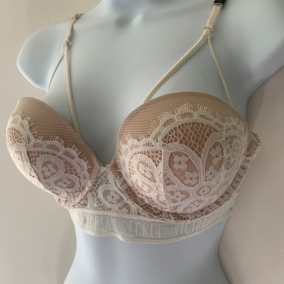 Victoria's Secret RARE Coconut White Logo Long Line Bra, Lingerie - Picture 3 of 5